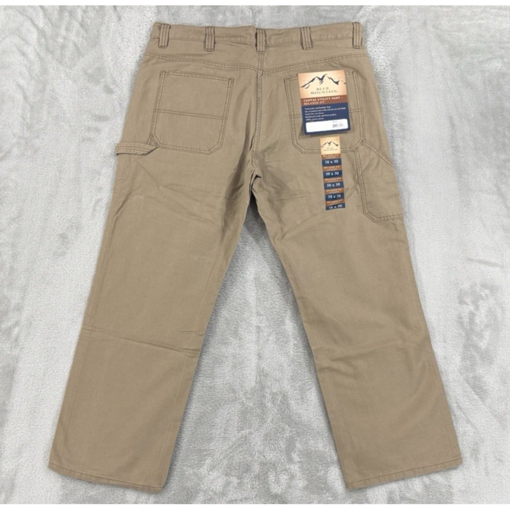 NWT Blue Mountain Pants Mens 38x30‎ Carpenter Canvas Relaxed Hammer Loop Brown